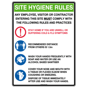 Poly Site Hygiene Rules Sign 30 x 22.5cm Customers also search for:  SIGNSHR