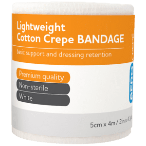 AEROCREPE Light Cotton Crepe Bandage 5cm x 4M Wrap/12 Customers also search for: Livingstone CRBW050LL, MEDICREPE ACL002, MedStock MS05LCB,  10104411