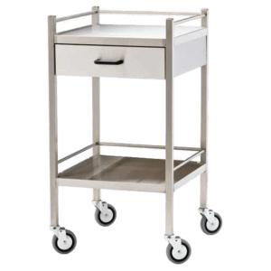 Medium Stainless Steel Trolley with Drawer 60 x 50 x 97cm