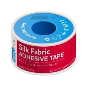 AEROTAPE Silk Fabric Adhesive Tape 2.5cm x 5M Customers also search for: Adhesive Tape A35100, Elastoplast 1169, Essity 01522-00, Smith & Nephew 36361511, Trafalgar 41022,  41022,  10401011