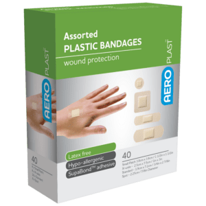 AEROPLAST Plastic Assorted Dressings Box/40 Customers also search for: bandaid, Band - Aid J17163, bandaid, Elastoplast 45907, bandaid, Johnson & Johnson 3720613005, bandaid,  AP1040, bandaid,  2240, bandaid,  9300610000000