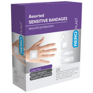 AEROPLAST Sensitive Assorted Dressings Box/20 Customers also search for: bandaid, Elastoplast 2422, bandaid, Elastoplast 46041, bandaid, Leukoplast 7646400, bandaid, Trafalgar 36115, bandaid,  69027, bandaid,  APS104, bandaid,  7617801