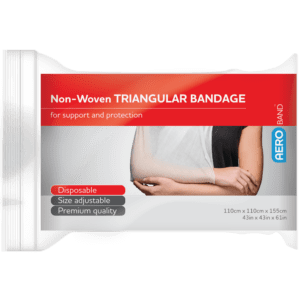 AEROBAND Non-Woven Triangular Bandage 110 x 110 x 155cm Bag/10 Customers also search for: First Aid Only 4-007-002, First Aiders Choice 856732, Livingstone TBP110BL, Medique 65001, Trafalgar 871900, Uneedit TBD110,  FRB620,  BDTC11,  ABN10,  10106311,  10306001